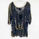 Hale Bob  Womens‎ Floral Velvet Burnout Dark Cottagecore Silk Blend Tunic Top S Photo 8