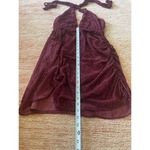 Saylor Burgundy Velvet Burnout Halter Mini Dress Size S Ruched Lined Sexy Photo 2