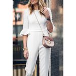 Black Halo  Brooklyn Bell-sleeve Cropped Jumpsuit in White Size US 4 Photo 14