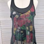 Derek Heart Tank Top Tropical Print w Sheer Overlay-Large Photo 0