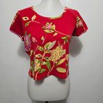 Vintage Ali Miles 90s Red Ribbed Beaded Tropical Crop Top MP Beach Vacation Size undefined Photo 1