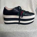 Gucci  Womens Leather Peggy‎ Signature Stripe Platform Sneakers Black Size 34 4 Photo 8