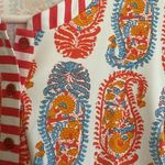 J. McLaughlin  Catalina cloth Tunic Orange Blue white Print 3/4 Sleeve size LARGE Photo 1