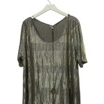 Paper Planes Shimmery Gold Stripe Shift Dress w/ Long Necklace Women's 3X New Size undefined Photo 1