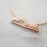 Boutique NEW Rose Gold Plated Snowy Mountain‎ Bar Pendant Necklace, 16-18” Photo 6