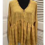 Time & Tru Womens Small Babydoll Blouse • Apple Juice • Top Gathered Ruffle Photo 4