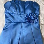 David's Bridal Blue Satin Mini  Dress Photo 0