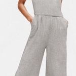 Eileen Fisher  Womens Org Cotton Gray Wide Leg Jumpsuit Medium Pockets Zipper Photo 0