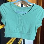 Aerie NWOT Offline Real Me Cropped Henley Ribbed Snap Tee Green Size Small Photo 5