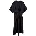 Madewell NWT  Pleated Midi Shirt Dress 100% Linen Black Size Medium Photo 4