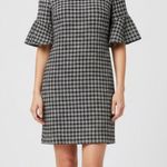 St. John  Couture Black Silver Metallic Plaid Tweed Ruffle Bell Sleeve Size 14 Photo 0