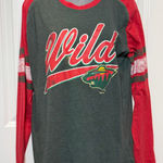 Minnesota Wild NHL Raglan Long Sleeve Shirt Green Red Large Womens Top Hockey Size undefined Photo 0