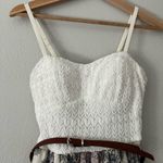 Lila Rose Lily Rose color block mixed textile maxi dress cream floral belt size small Photo 2