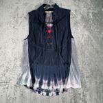 XCVI Wearables‎ Shirt Womens XS Blue White Tie Dye Mesh Lace Up Hippie Boho Bohemian Photo 1
