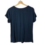 Alya Boutique Navy Blue V-Neck Twist Tie Front Short Sleeve Top M Photo 21