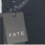 FATE. Black Faux Leather Trim Cut Out Keyhole Mini Dress Large Cocktail Party Sexy Photo 6