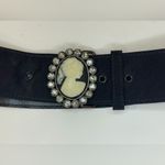 Victorian Cameo Lady Buckle Vintage‎ Black Belt Size M Photo 1