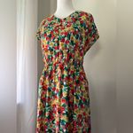 Emery Rose Multicolored Floral Print Button Front Short Sleeve Maxi Dress Red Size XL Photo 2