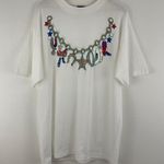 Diamond Dust Vintage 1993 White Single Stitch Western Cowboy Glitter Short Sleeve Graphic Tee Photo 0