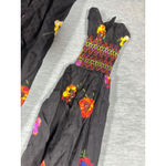 Urban Outfitters  Dress XS Isobel Black Floral Smocked Long Sleeve  Boho Mini Photo 3