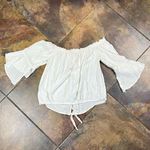 EXPRESS  Elastic Neck Off The Shoulders Bell Short Sleeve Blouse Large Photo 11