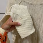 Aerie  Cable Knit Crewneck Chunky Knit Sweater Ivory Cream Photo 4