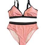 SheIn  2 Piece Bikini Swim Suit Womens Size Large Pink Black Trim Brief Bottoms Photo 0