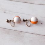 Vintage Screw On Earrings Retro Orange & White Beach Ball Like Photo 2