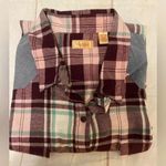North Crest  Maroon Plaid Flannel Button-up Shirt Hi-Low Hem Front Pockets Size 1X Photo 7
