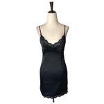 Princess Polly  Dress Women 2 Black Satin Lace Trim Slip Mini Sexy Whimsigoth Photo 1