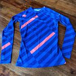 Nike Pro Combat Dri-Fit Top Women Small Blue Striped Stretch Lined Raglan Sleeve Photo 0