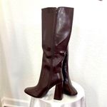 90s Style Elegant Square Toe Mocha Dark Brown Knee High Heel Boots US 6 Photo 5