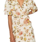 ZARA Cream Romantic floral chiffon ruffle wrap dress Fairy Boho western feminine Photo 0