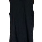 ZARA  Top Womens M Black Ribbed Sleeveless Mock Neck Knit Slit Old Money Modern Photo 0