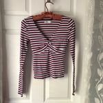 Hollister Twist Front Long Sleeve Shirt top v neck cotton blend women size S Photo 1