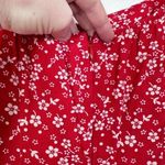 Reformation  Puff Sleeve Bustier Red Dress Ditsy Floral‎ Milkmaid Mini Dress Photo 3