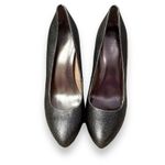 Calvin Klein  Elita Cosmopolitan Stacked Pump Heels in Metallic Silver Sz 8.5‎ Photo 1