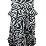 bigHit Zebra Print Halter Maxi Dress Ruffle Trim Sleeveless Black White M Black Size M Photo 0