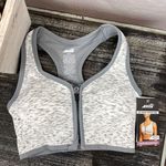 Avia  Gray & White Front Zip Sport Athletic Medium Support Bra S NEW Photo 0