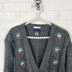Vintage Bobble Hand Knit Cropped Cardigan Sweater Cottagecore Grannycore Size M Gray Size M Photo 1