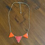 Vintage Geometric Orange and Pink Triangle statement gold tone necklace Photo 4