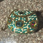 Vintage Turquoise & White Mosaic Tile Purse Blue Photo 1