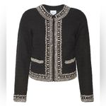 MISA Los Angeles Curtis Tweed Embellished Jacket in Black Size XS Photo 11