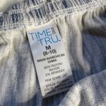 Time & Tru Medium Blue White Striped Abel Sleeve Off The Shoulder Top Blouse Photo 2