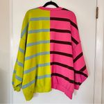 Free People  Uptown Oversized Striped Pullover Sweater Womens Medium Pink Green Photo 9