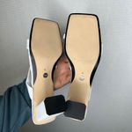 ZARA Size 11 White Heeled Mules Sandals Size 42 Block Heel Square Toe Minimalist Photo 4