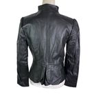 White House | Black Market NWT WHBM Leather Peplum Jacket Black Size M Photo 2
