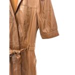 Paige Mayslie Vegan Faux Leather Belted Dress Brown Short Sleeve Button Front Photo 2