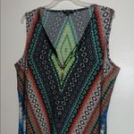 MSK XL Multicolor Sleeveless Geometric Pattern Dress Green Photo 3