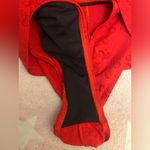 St. John Swim Red One Piece swimsuit Gold Trim Halter Size 6 SJ Logo resort Photo 6